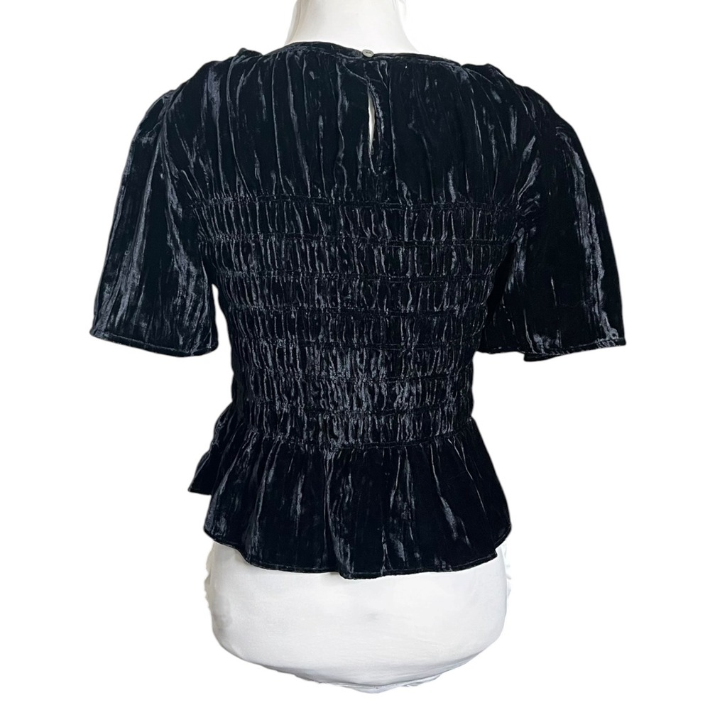 Rails Rosie Smocked Top New Women's Small Black Velvet Date Night Party Chic - Picture 5 of 10